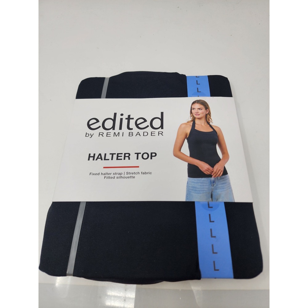 Edited by Remi Bader Womens Halter Top Black Nylon Blend Casual Size Large